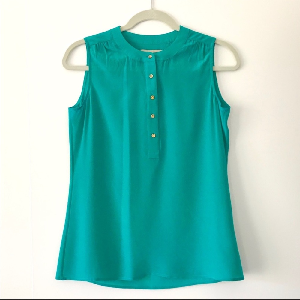 Banana Republic Green Sleeveless Silk Blouse SIZE XXS Petite